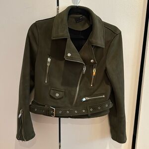 Zara Olive Suede Jacket